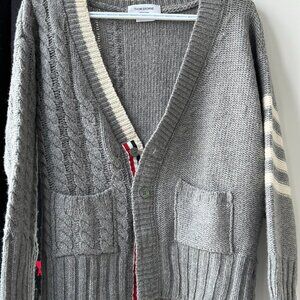 Thom Browne Cable 4-bar Asymmetric Cardigan